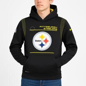 Nike Pittsburgh Steelers Dri-FIT On-Field Hoodie Youth L Black Yellow